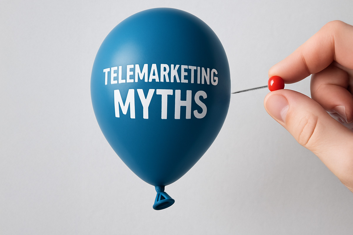 Conceptual image of B2B telemarketing myths being busted